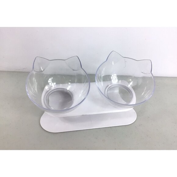 Raised Cat Shaped Double Dish - Picture 1 of 5